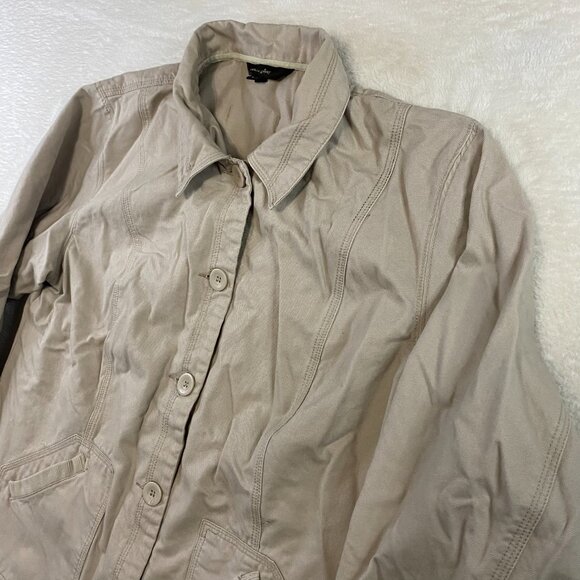Cotton Ginny Heavy Canvas Beige Button Up Shirt Jacket Women's Size Medium - Picture 2 of 9